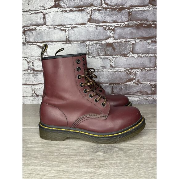 Dr. Martens Cherry Red Leather Combat Lace Up Boots Women’s Sz 38EU/7-7.5M US - Picture 3 of 16
